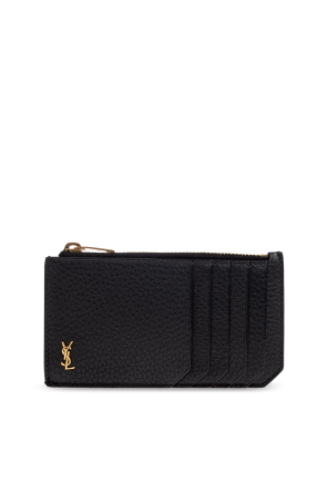 小物 SAINT LAURENT business card case TINY CASSANDRE BUSINESS CARD CASE IN GLOSSY LEATHER in Black